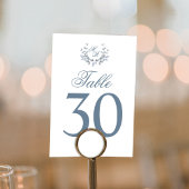 Dusty Blue Trouwtafel Nummer Monogram Motief Kaart