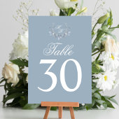Dusty Blue Trouwtafel Nummer Monogram Motief Kaart