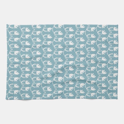 Dusty Blue Tulip Pattern Theedoek (Horizontaal)