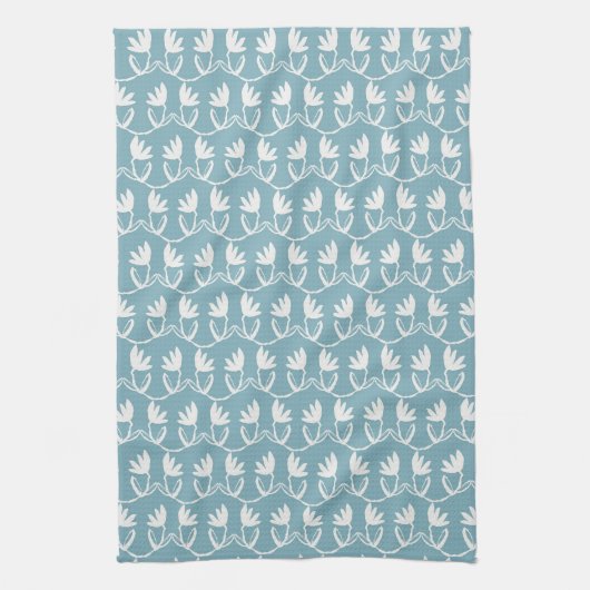Dusty Blue Tulip Pattern Theedoek (Verticaal)