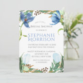 Dusty Blue Tulip Peony Bridal Shower Kaart (Staand voorkant)