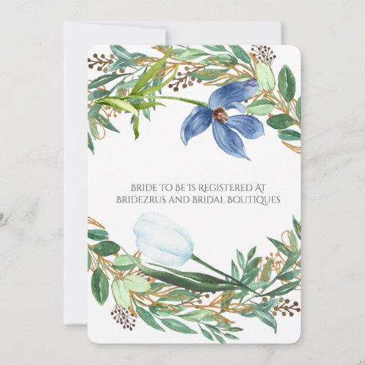 Dusty Blue Tulip Peony Bridal Shower Kaart (Achterkant)