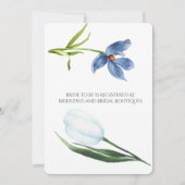 Dusty Blue Tulip Peony Bridal Shower Kaart (Achterkant)