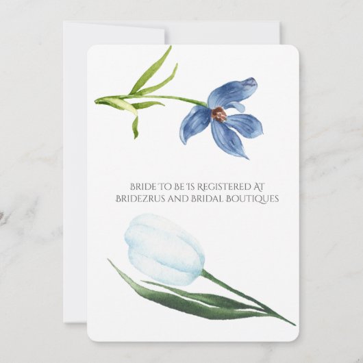 Dusty Blue Tulip Peony Bridal Shower Kaart (Achterkant)
