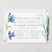 Dusty Blue Tulip Waterverf Peony Rehearsal Dinner Kaart (Voorkant)