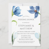 Dusty Blue Tulip Waterverf Peony Wedding Shower Kaart (Voorkant)