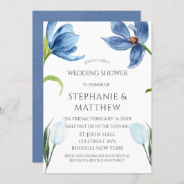 Dusty Blue Tulip Waterverf Peony Wedding Shower Kaart