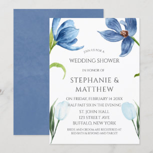 Dusty Blue Tulip Waterverf Peony Wedding Shower Kaart