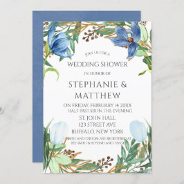 Dusty Blue Tulip Waterverf Peony Wedding Shower Kaart