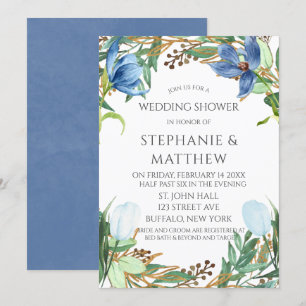 Dusty Blue Tulip Waterverf Peony Wedding Shower Kaart