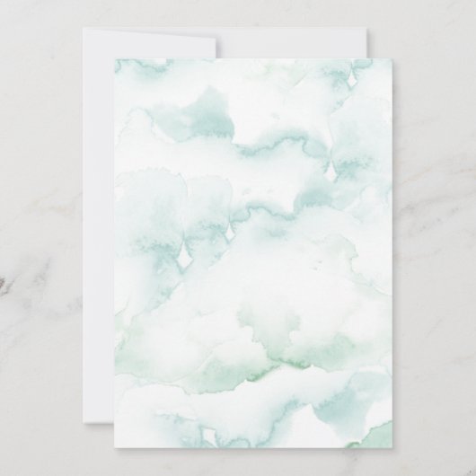 Dusty Blue, Turquoise en groene Waterverf Save The Date (Achterkant)