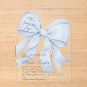 Dusty Blue Tying Knot Vrijgezellenfeest Acryl Uitnodigingen (Voorkant)