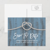 Dusty Blue Tying the Knot Wedding Save the Date Aankondigingskaart (Voorkant / Achterkant)