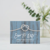 Dusty Blue Tying the Knot Wedding Save the Date Aankondigingskaart (Staand voorkant)