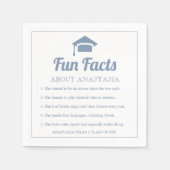 Dusty blue typografie Fun Facts graducap Servet (Voorkant)