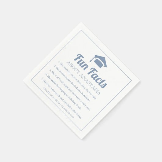 Dusty blue typografie Fun Facts graducap Servet (Hoek)