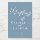 Dusty Blue Typography Wedding gepersonaliseerde mi Wijn Etiket (Enkel label)