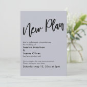 Dusty Blue Uitgesteld Bruiloft Nieuw Plan Update K Kaart (Staand voorkant)