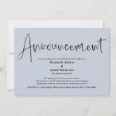 Dusty Blue Uitgestelde bruiloft Aankondiging Kaart (Voorkant)