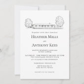 Dusty Blue Uitnodiging met schets van de locatie (Voorkant)