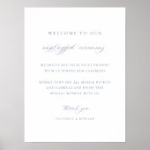 Dusty Blue Unplugged Ceremony Wedding Sign Poster (Voorkant)
