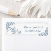 Dusty Blue Victoriaans Garden Afternoon Tea Etiket (Insitu)