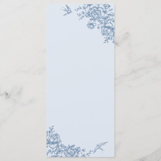 Dusty Blue Victoriaans Garden Afternoon Tea Menu (Achterkant)