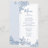 Dusty Blue Victoriaans Garden Afternoon Tea Menu (Voorkant / Achterkant)