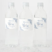 Dusty Blue Victoriaans Garden Afternoon Tea Waterfles Etiket (Flessen)