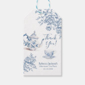Dusty Blue Victoriaans Garden Bridal Tea Dank u Cadeaulabel (Voorkant)