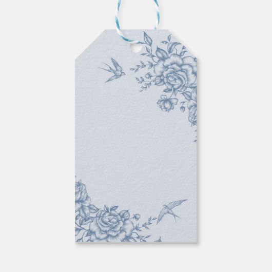 Dusty Blue Victoriaans Garden Bridal Tea Dank u Cadeaulabel (Achterkant)