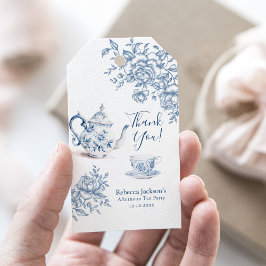 Dusty Blue Victoriaans Garden Bridal Tea Dank u Cadeaulabel