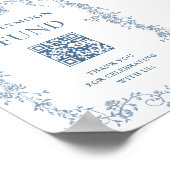 Dusty Blue Victoriaans Honeymoon Fund Wedding Sign Poster (Hoek)