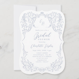 Dusty Blue Vintag Monogram Vrijgezellenfeest Kaart