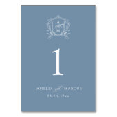 Dusty Blue Vintage Crest Wedding Kaart (Voorkant)