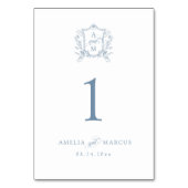 Dusty Blue Vintage Crest Wedding Kaart (Voorkant)