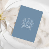 Dusty Blue Vintage Crest Wedding Kaart