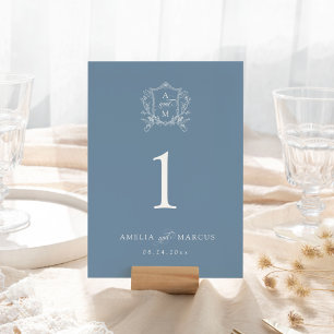 Dusty Blue Vintage Crest Wedding Kaart