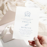 Dusty Blue Vintage Crest Wedding Kaart<br><div class="desc">Deze mooie uitnodiging maakt deel uit van een heerlijk collectie! Met een delicaat  lijst en elegante tekst.</div>