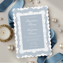Dusty Blue Vintage Elegant Victorian Lace Wedding Kaart