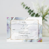 Dusty Blue Violet Exotic Floral Meal Choice RSVP Kaartje (Staand voorkant)