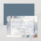 Dusty Blue Violet Exotic Floral Meal Choice RSVP Kaartje (Voorkant / Achterkant)