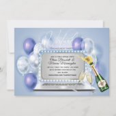 Dusty Blue Virtual Verloving Celebration-laptop Kaart (Voorkant)