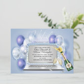 Dusty Blue Virtual Verloving Celebration-laptop Kaart (Staand voorkant)