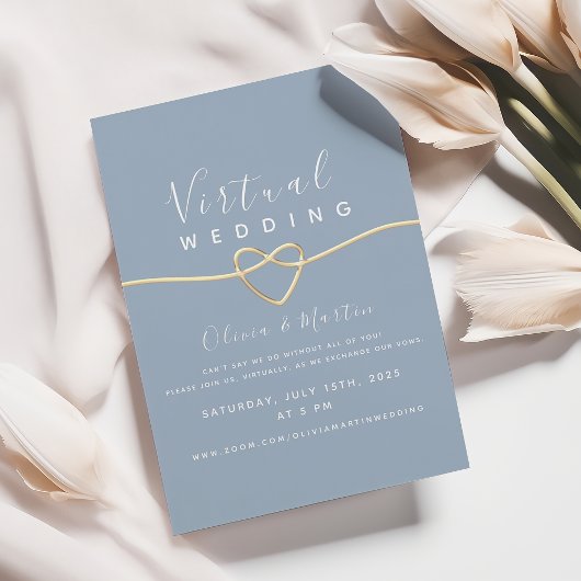 Dusty Blue Virtual Wedding Kaart