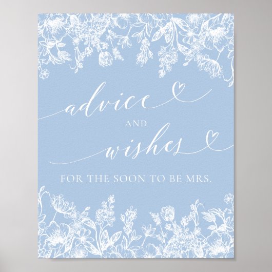 Dusty Blue Vrijgezellenfeest Advies en Wensen Sign Poster (Voorkant)