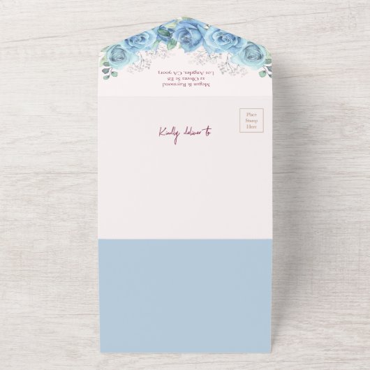 Dusty Blue Vrijgezellenfeest Blue Rozen Recept All In One Uitnodiging (Buitenkant)