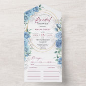 Dusty Blue Vrijgezellenfeest Blue Rozen Recept All In One Uitnodiging (Binnen)