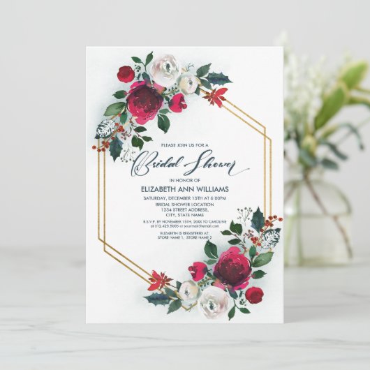 Dusty Blue | Vrijgezellenfeest Burgundy Red Bloom Kaart (Staand voorkant)