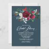 Dusty Blue | Vrijgezellenfeest Burgundy Red Bloom Kaart (Voorkant)